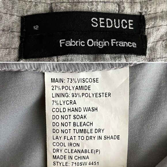 Seduce French Cloth Silver Gray Eyelet Slip Dress Button Back Size 12 - Picture 11 of 11
